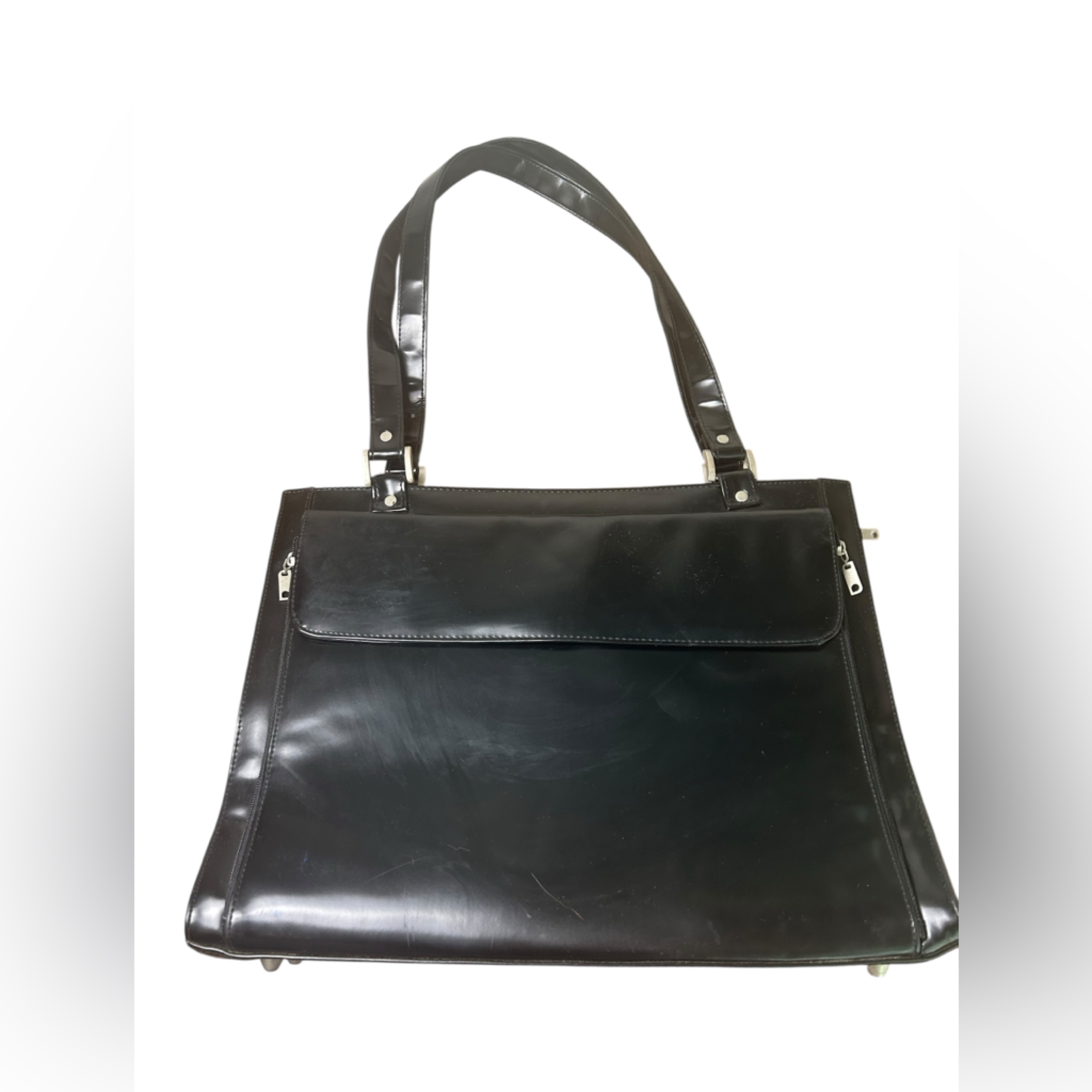 Jeanne Lottie Black Patent Leather Briefcase/Laptop Bag